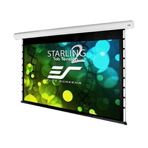 elite screens starling tab-tension 2, 120″ 16:9, 12″ drop, tensioned electric motorized projector screen, stt120xwh2-e12
