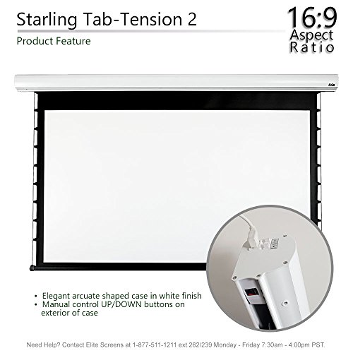 Elite Screens Starling Tab-Tension 2, 120" 16:9, 12" Drop, Tensioned Electric Motorized Projector Screen, STT120XWH2-E12