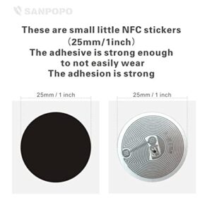 20pcs Black NFC Tags Ntag215 NFC Stickers iOS NFC Tags Stickers 504 Bytes Memory,Rewritable NFC Tags with Adhesive for Home Automation，Android & iPhone Compatible