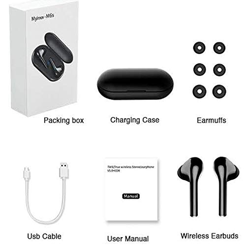 Bluetooth 5.0 Wireless Earbuds,Dualpow True Wireless Headphone HiFi Stereo Sound Mini in-Ear Headset (Touch Control, 20hrs Playtime, Auto Pairing) compatible with iphone, android, smartphones (Black)