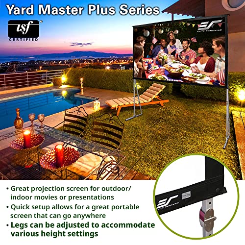 Elite Screens Yard Master Plus, 200-INCH 16:9 Height Setting Adjustable Portable Projector Screen, 4K HD Outdoor Indoor Movie Theater Front Projection, US Based Company 2-YEAR WARRANTY, OMS200H2PLUS