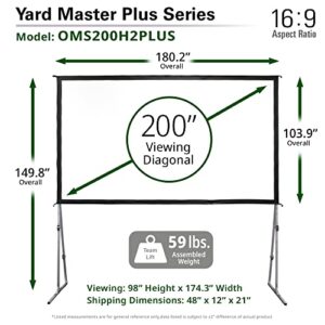 Elite Screens Yard Master Plus, 200-INCH 16:9 Height Setting Adjustable Portable Projector Screen, 4K HD Outdoor Indoor Movie Theater Front Projection, US Based Company 2-YEAR WARRANTY, OMS200H2PLUS