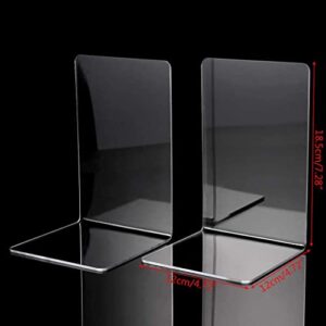 Sujetalibros Book Ends 2Pcs Book Ends for Shelves Clear Acrylic Bookends Non-Skid L-Shaped Book Stopper Bookend Supports for Books/Movies/CDs/Video Games Book Stopper