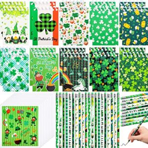 30 Pcs St. Patrick's Day Pencils with Eraser 20 Pcs St. Patrick's Day Notepads 10 Pcs St. Patrick's Day Stickers Stationery Sets for St. Patrick's Day Classroom Kids Party Favors School Supply