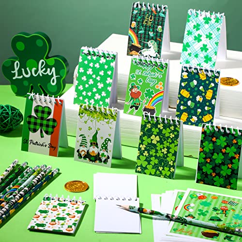 30 Pcs St. Patrick's Day Pencils with Eraser 20 Pcs St. Patrick's Day Notepads 10 Pcs St. Patrick's Day Stickers Stationery Sets for St. Patrick's Day Classroom Kids Party Favors School Supply