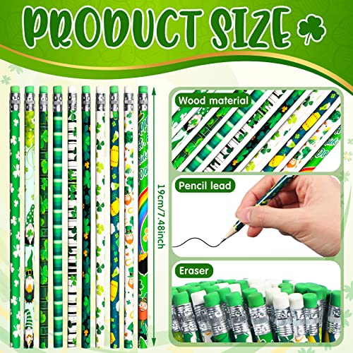 30 Pcs St. Patrick's Day Pencils with Eraser 20 Pcs St. Patrick's Day Notepads 10 Pcs St. Patrick's Day Stickers Stationery Sets for St. Patrick's Day Classroom Kids Party Favors School Supply