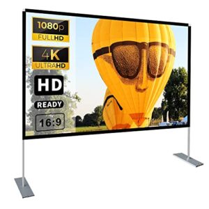 projector screen with stand 100 inch 16:9 hd 4k outdoor indoor projection screen for home theater 3d fast-folding projector screen with stand legs and carry bag projection movie wrinkle-free