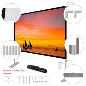 Projector Screen with Stand 100 inch 16:9 HD 4K Outdoor Indoor Projection Screen for Home Theater 3D Fast-Folding Projector Screen with Stand Legs and Carry Bag Projection Movie Wrinkle-Free