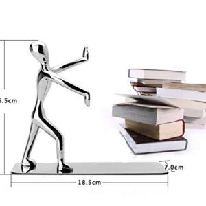 Bookends Creative Office Supplies Stationery Stainless Steel Kung Fu Man Bookends 1 Pair Humanoid Book Bookshelf Book Stoppers bookends