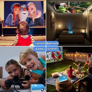 Mini Projector, Salange 1080P Supported Portable Projectors for iPhone, Outdoor Movie Proyector, HD Video Projetor Home Theater, Small LED Beam Kids Gift HDMI USB for TV Stick, Laptop, Smartphone, PS4