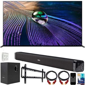 sony xr55a90j 55-inch oled 4k hdr ultra smart tv bundle with deco gear home theater soundbar with subwoofer, wall mount accessory kit, 6ft 4k hdmi 2.0 cables and more