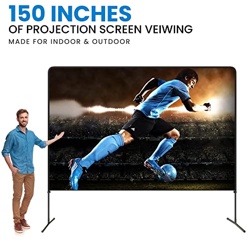 Projector Screen and Stand with Adjustable Height, 150 Inch Indoor & Outdoor Projector Screen with Carry Bag for Office and Home Theater Portable Projector Screen…