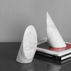 Home Decor Fashion Marble Bookend Geometry Bookend Decoration White Office Bookend Inor Decoration Personality Desktop Book Stand Book Ends bookends