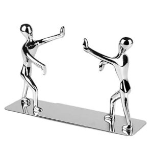 decorative bookends creative office supplies stationery stainless steel kung fu man bookends 1 pair humanoid book bookshelf non-skid bookends stand bookends