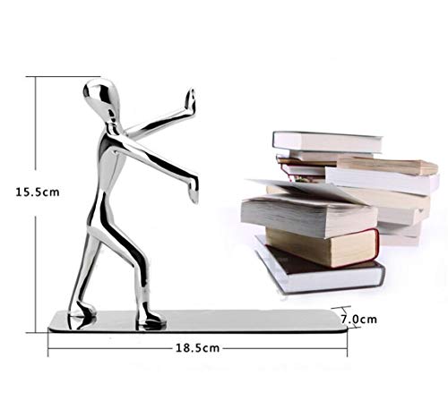 Decorative bookends Creative Office Supplies Stationery Stainless Steel Kung Fu Man Bookends 1 Pair Humanoid Book Bookshelf Non-Skid Bookends Stand bookends