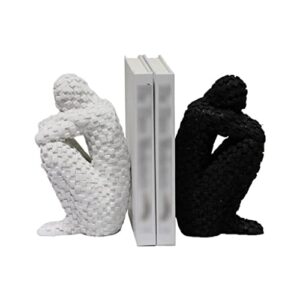 Bookends Modern Creative Bookend Sandstone Character Thinker Bookend Desktop Decoration Book Stand Book by Home Accessories White Black Office Book Stopper bookends