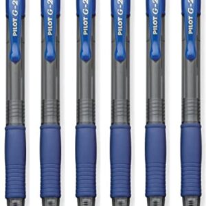 Pilot G2 Retractable Premium Gel Ink Roller Ball Pens Bold Pt (1.) Blue ; Retractable, Refillable & Premium Comfort Grip; Smooth Lines to the End of the Page, America’s #1 Selling Pen Brand, Pack Of 6