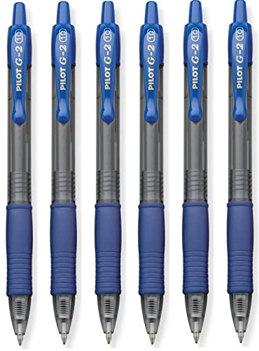 Pilot G2 Retractable Premium Gel Ink Roller Ball Pens Bold Pt (1.) Blue ; Retractable, Refillable & Premium Comfort Grip; Smooth Lines to the End of the Page, America’s #1 Selling Pen Brand, Pack Of 6