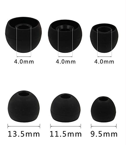 Replacement Earbud Tips fit TaoTronics Wireless Bluetooth and Wired in-Ear Headphones - Small, Medium and Large - Black and Clear (Smaller Inner Post Hole)