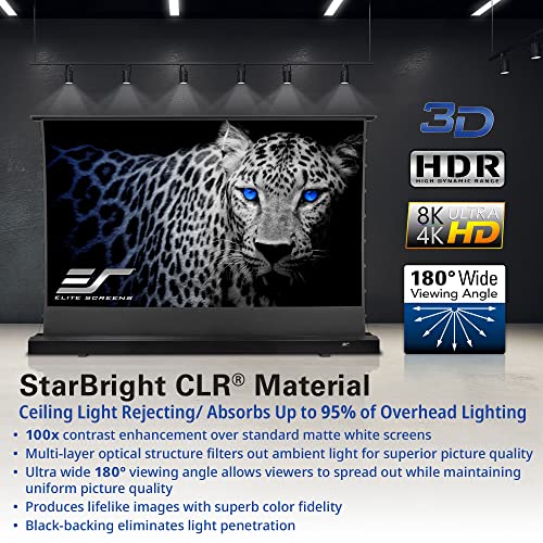 Elite Screens Kestrel Tab-Tension CLR, 121" Diag. 16:9, Ultra-Short Throw Ceiling Ambient Light Rejecting (CLR®/ALR) Electric Floor-Rising Projector Screen,Black Casing, FTE121UH2-CLR