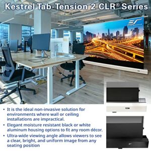 Elite Screens Kestrel Tab-Tension CLR, 121" Diag. 16:9, Ultra-Short Throw Ceiling Ambient Light Rejecting (CLR®/ALR) Electric Floor-Rising Projector Screen,Black Casing, FTE121UH2-CLR