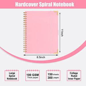 EOOUT Spiral Notebook 8.5 x 11 Hardcover Spiral Journals for Women, 300 Pages College Ruled 3 Subject for Work, Back to School, Gifts