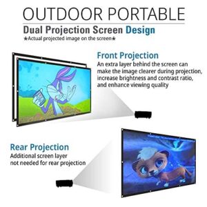 Akia Screens Dual Projector Screen Rear Front 120 inch 16:9 Portable Foldable Anti-Crease 8K 4K Ultra HD 3D Ready Indoor Outdoor Movie Home Theater Video AK-DIYOUTDOOR120H1