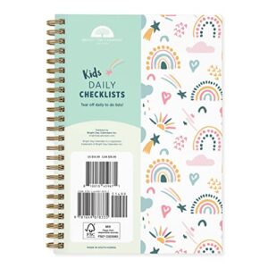 kids to do chore list daily task checklist planner time management notebook by bright day non dated flex cover spiral organizer 8.25 x 6.25 (rainbows)