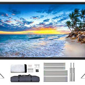 Projector Screen and Stand - Velcolt Portable Video Projection Screen 120 inch, 16:9 4K HD Rear Front Foldable Outdoor Movie Screen with Carry Bag for Indoor Outdoor Home Theater Backyard Camping