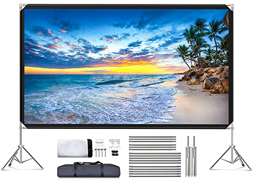 Projector Screen and Stand - Velcolt Portable Video Projection Screen 120 inch, 16:9 4K HD Rear Front Foldable Outdoor Movie Screen with Carry Bag for Indoor Outdoor Home Theater Backyard Camping