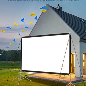 Projector Screen and Stand - Velcolt Portable Video Projection Screen 120 inch, 16:9 4K HD Rear Front Foldable Outdoor Movie Screen with Carry Bag for Indoor Outdoor Home Theater Backyard Camping