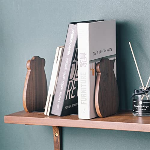 Wonzonewd File Sorters Walnut Wood Bookends L-Shaped Desk Organizer Desktop Book Holder School Stationery Office Accessories Nature Wood Book Stand (Color : A)