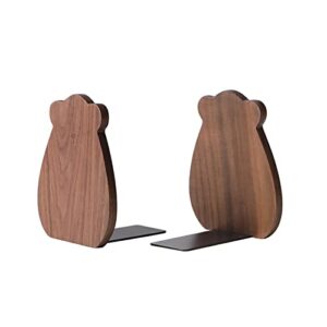 Wonzonewd File Sorters Walnut Wood Bookends L-Shaped Desk Organizer Desktop Book Holder School Stationery Office Accessories Nature Wood Book Stand (Color : A)