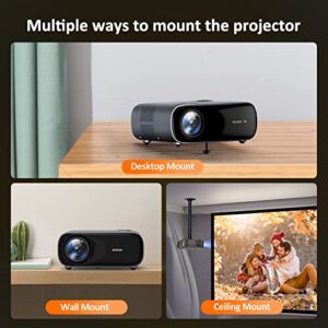 NexiGo PJ40 Movie Projector, 600 ANSI Lumens, Native 1080P, 4K Supported, 300 Inch, Auto Vertical Keystone, Zoomable, 20W Speakers, WiFi, Bluetooth 5.1, Compatible w/TV Stick, iOS, Android (Black)