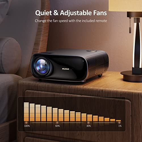 NexiGo PJ40 Movie Projector, 600 ANSI Lumens, Native 1080P, 4K Supported, 300 Inch, Auto Vertical Keystone, Zoomable, 20W Speakers, WiFi, Bluetooth 5.1, Compatible w/TV Stick, iOS, Android (Black)