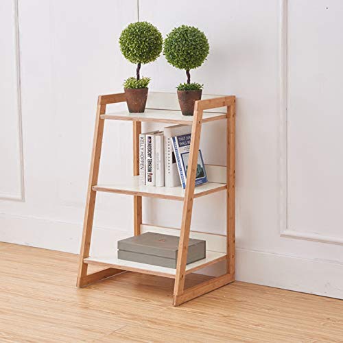 HIHELO Book Case 3 Tier Shelf Bookshelf Accessory Storage Shelf Printer Stand Trapezoidal Flower Plant Frame，51cm×45cm×80.5cm Bookshelves (Color : Gold)