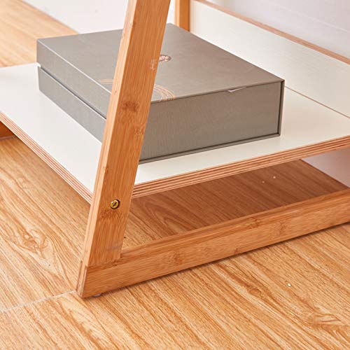 HIHELO Book Case 3 Tier Shelf Bookshelf Accessory Storage Shelf Printer Stand Trapezoidal Flower Plant Frame，51cm×45cm×80.5cm Bookshelves (Color : Gold)