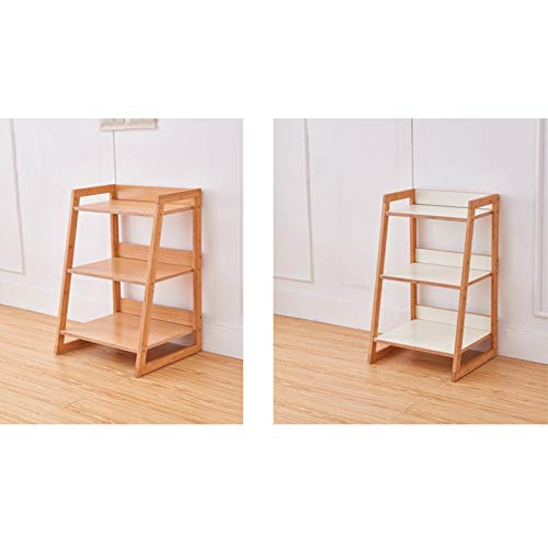 HIHELO Book Case 3 Tier Shelf Bookshelf Accessory Storage Shelf Printer Stand Trapezoidal Flower Plant Frame，51cm×45cm×80.5cm Bookshelves (Color : Gold)