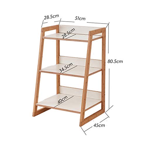 HIHELO Book Case 3 Tier Shelf Bookshelf Accessory Storage Shelf Printer Stand Trapezoidal Flower Plant Frame，51cm×45cm×80.5cm Bookshelves (Color : Gold)