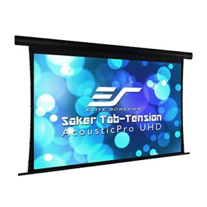 elite screens saker tab-tension acousticpro uhd series, 100″ diagonal 16:9, 4k/8k ultra hd electric sound transparent perforated weave drop down front projector screen, skt100uh-e24-auhd