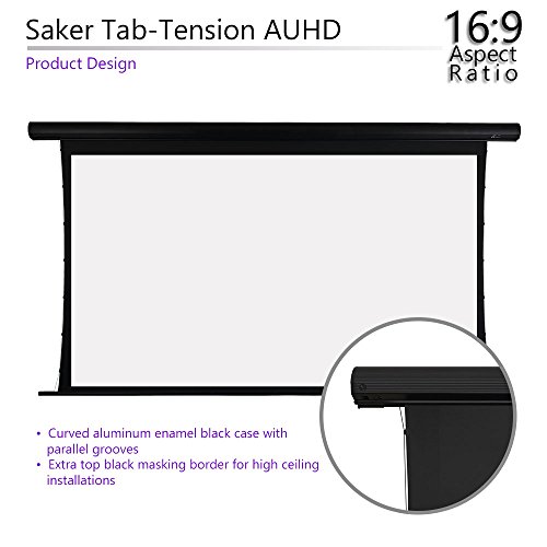 Elite Screens Saker Tab-Tension AcousticPro UHD Series, 100" Diagonal 16:9, 4K/8K Ultra HD Electric Sound Transparent Perforated Weave Drop Down Front Projector Screen, SKT100UH-E24-AUHD