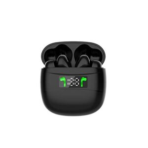 gvoice j3 pro tws smart noise cancelling 6d stereo earphone led digital display bluetooths 5.2 wireless earbuds (black)