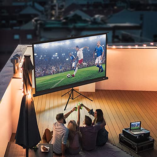 HYZ Projector Screen with Stand, 100 inch Large Indoor Outdoor PVC Movie Projection Screen 4K HD 16:9 Wrinkle-Free Design for Backyard Movie Night(Easy to Clean, 1.1Gain, 160°Viewing Angle&Carry Bag)