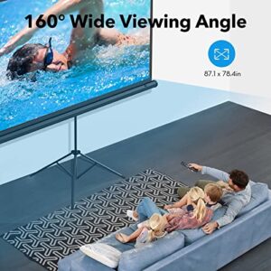 HYZ Projector Screen with Stand, 100 inch Large Indoor Outdoor PVC Movie Projection Screen 4K HD 16:9 Wrinkle-Free Design for Backyard Movie Night(Easy to Clean, 1.1Gain, 160°Viewing Angle&Carry Bag)