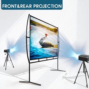 Projector Screen, 120 Inch Projector Screen and Stand, Portable Outdoor Projector Screen with Stand, Foldable Outdoor Movie Screen, 4K HD 16:9 Projection Screen with Carrying Bag