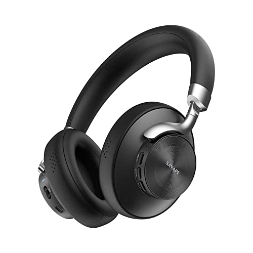 SAYAPE Hybrid Active Noise Cancelling Headphones with Microphone, Over Ear Headphones Wireless Bluetooth 5.0, Deep Bass HiFi Stereo Headset, 50H Playtime, Voice Assistant, Dual-Device Connections