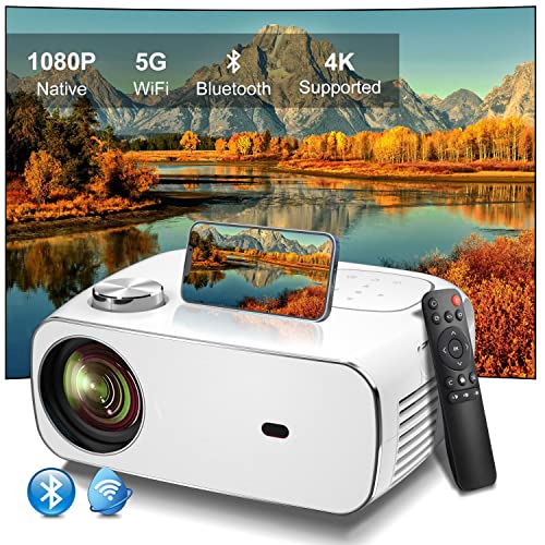 FunFlix Projector with WiFi and Bluetooth, 12000L/1080P Movie Projector Mini Portable Projector 300" Display, Support 4K, Built-in HiFi Speaker, Compatible HDMI/USB/PC/TV Box/iOS & Android Phone