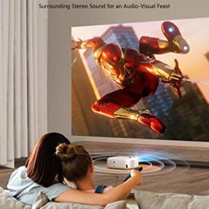 FunFlix Projector with WiFi and Bluetooth, 12000L/1080P Movie Projector Mini Portable Projector 300" Display, Support 4K, Built-in HiFi Speaker, Compatible HDMI/USB/PC/TV Box/iOS & Android Phone