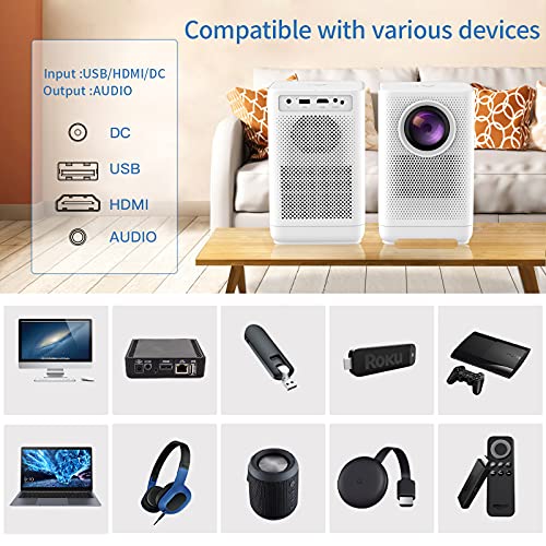 【Sale】 Projector Native 1080P Full HD Portable, WITSEER LCD Home Projector, Compatible with iPhone, Airplay, TV Stick, Laptop, PS3/4/5,Switch, Chromecast, Games, USB, HDMI, L1M (Miracast )