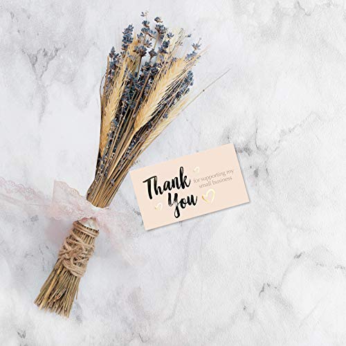 Easykart 120 Thank You For Supporting My Small Business Cards , Gold Foil Business Card Size 3.5" x2", Thank You Cards for Online Retail Shop , Small Business , Customer Package Inserts